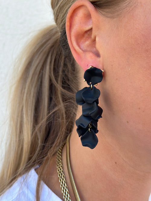 BOW19DETAILS - LEAF EARRINGS MINI - BLACK