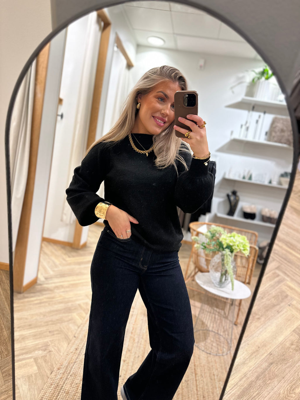 JDY - RUE GLITTER L/S BOAT PULLOVE - BLACK / GLITTER