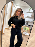 JDY - RUE GLITTER L/S BOAT PULLOVE - BLACK / GLITTER