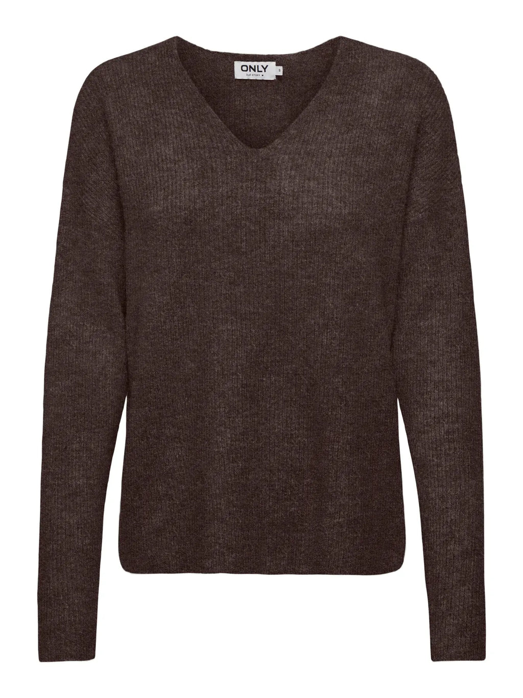 ONLY - CAMILLA V-NECK L/S PULLOVER KNIT - COFFEE BEAN MELANGE