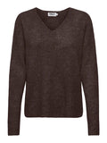 ONLY - CAMILLA V-NECK L/S PULLOVER KNIT - COFFEE BEAN MELANGE