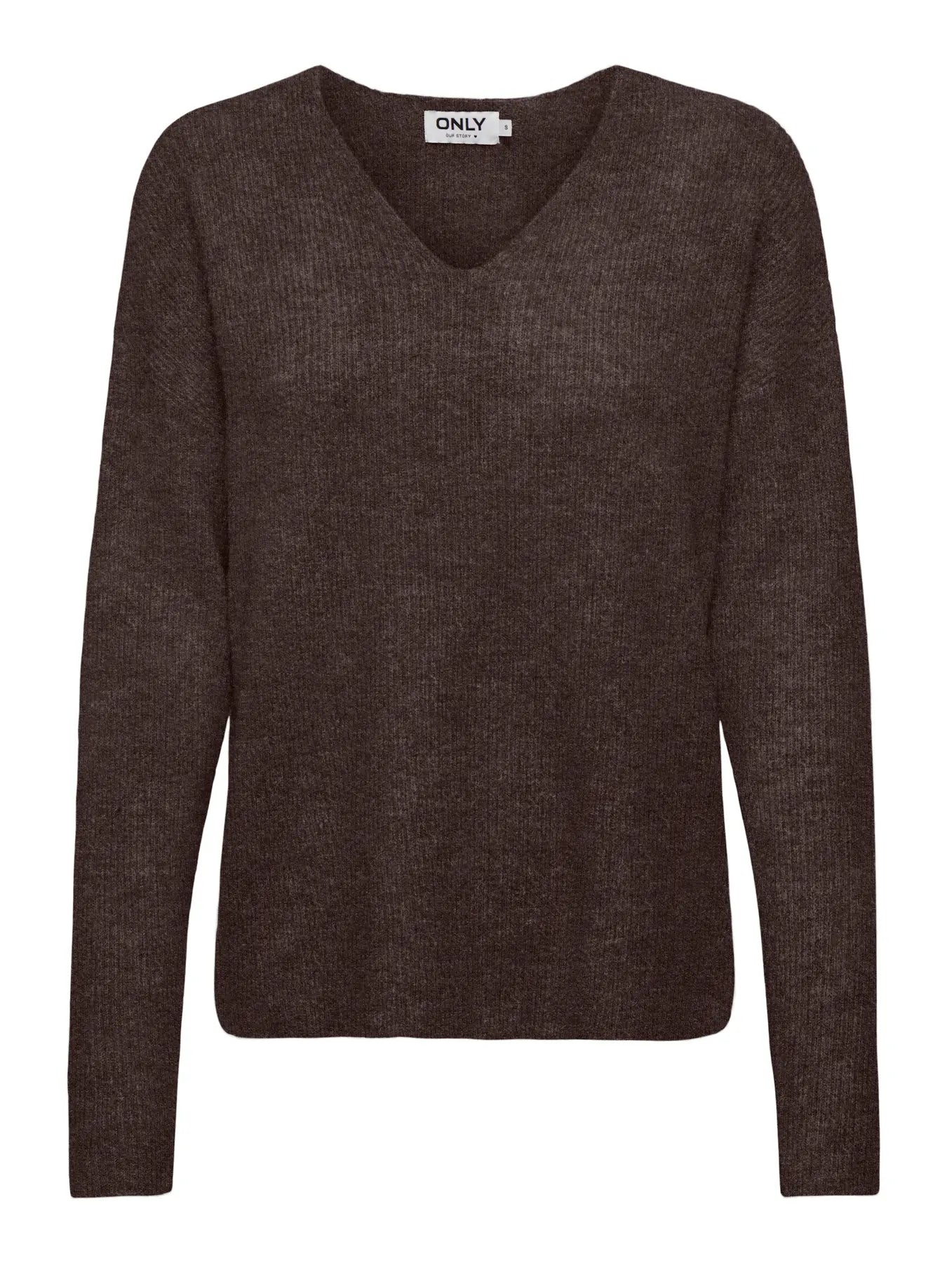ONLY - CAMILLA V-NECK L/S PULLOVER KNIT - COFFEE BEAN MELANGE