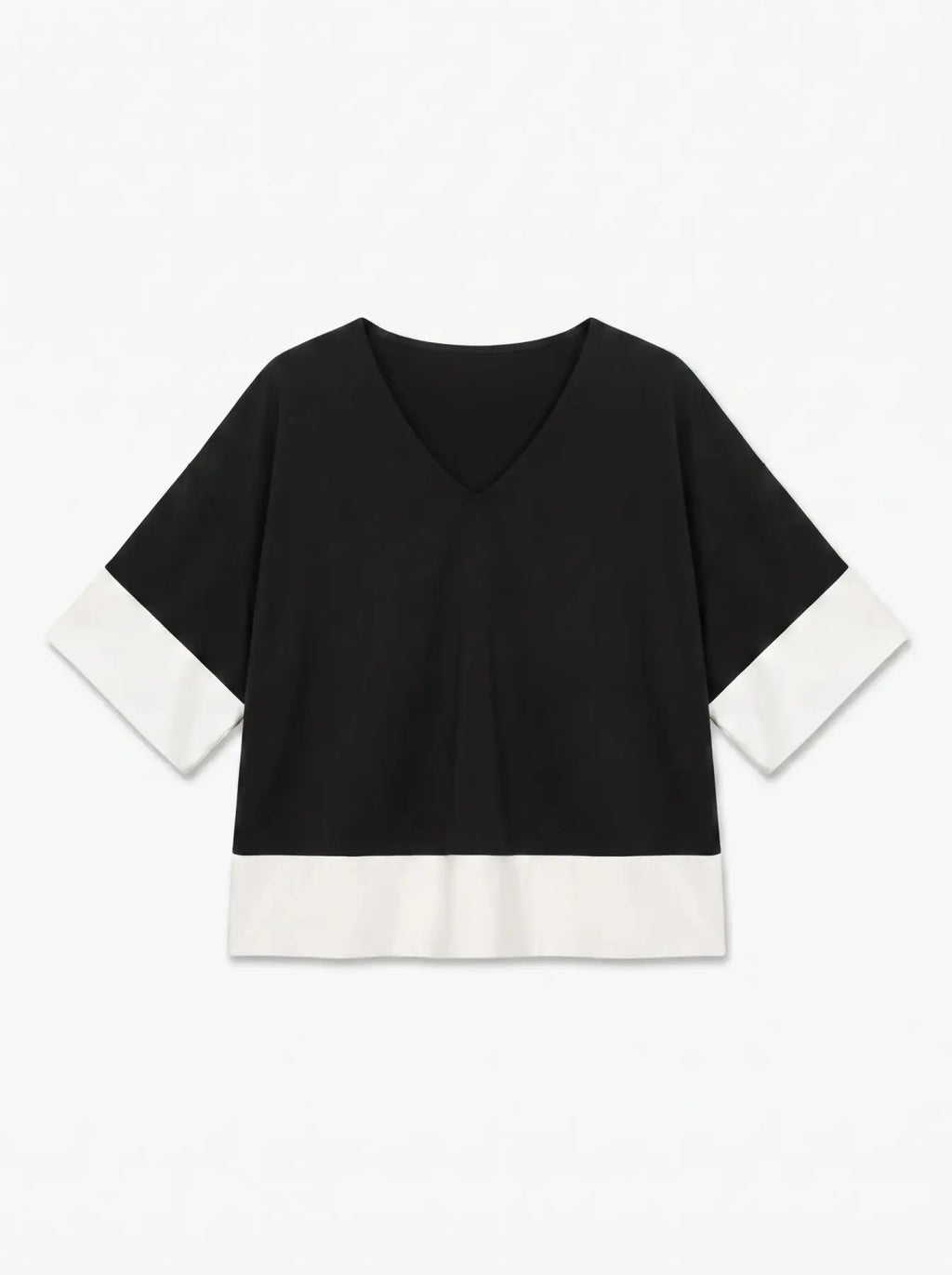 VEROMODA - ELISE 2/4 TOP - BLACK/ WHITE CONTRAST