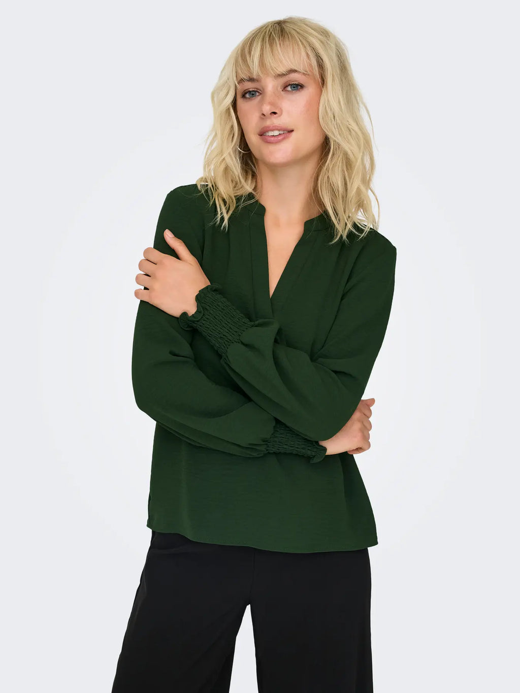 ONLY - METTE V-NECK LS SMOCK TOP - DUFFEL BAG