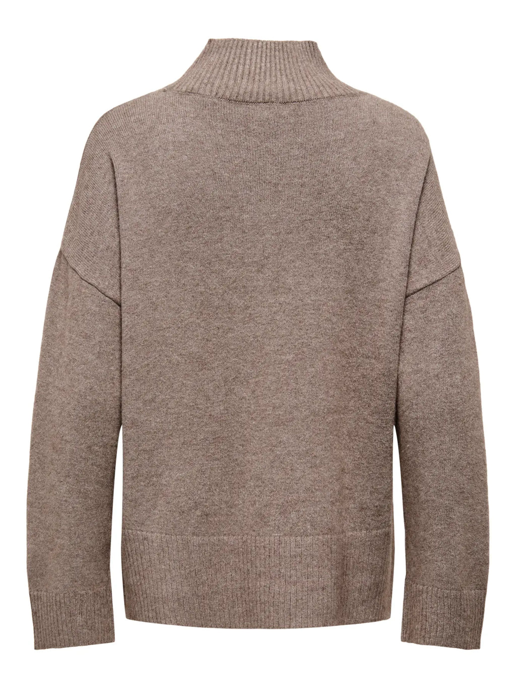 ONLY - MARY LS HIGH NECL SLIT KNIT - SHAVED CHOCOLAT/MELANGE