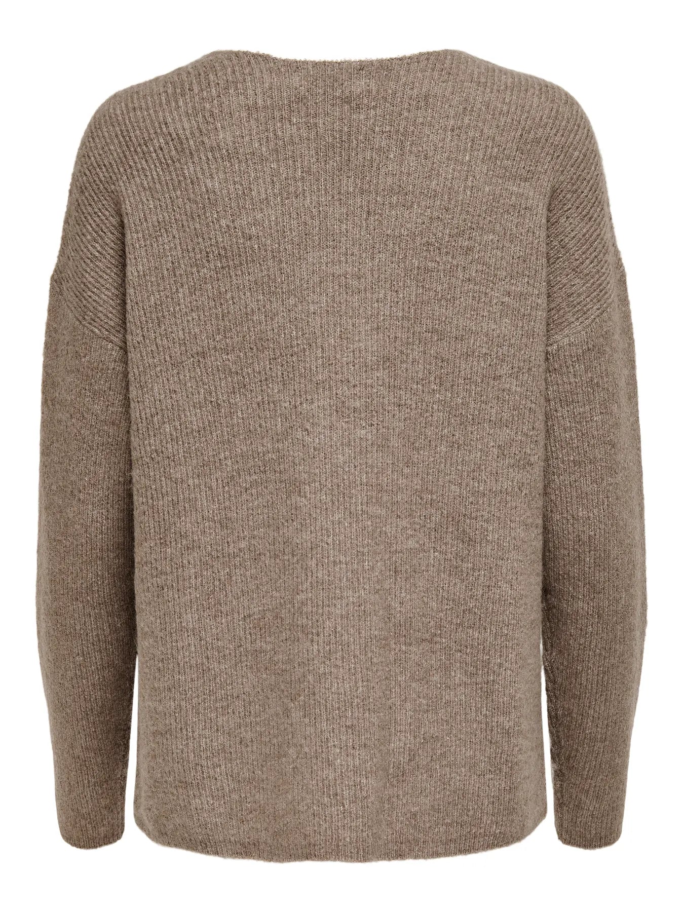 ONLY - CAMILLA V-NECK L/S PULLOVER KNIT - CARIBOU MELANGE