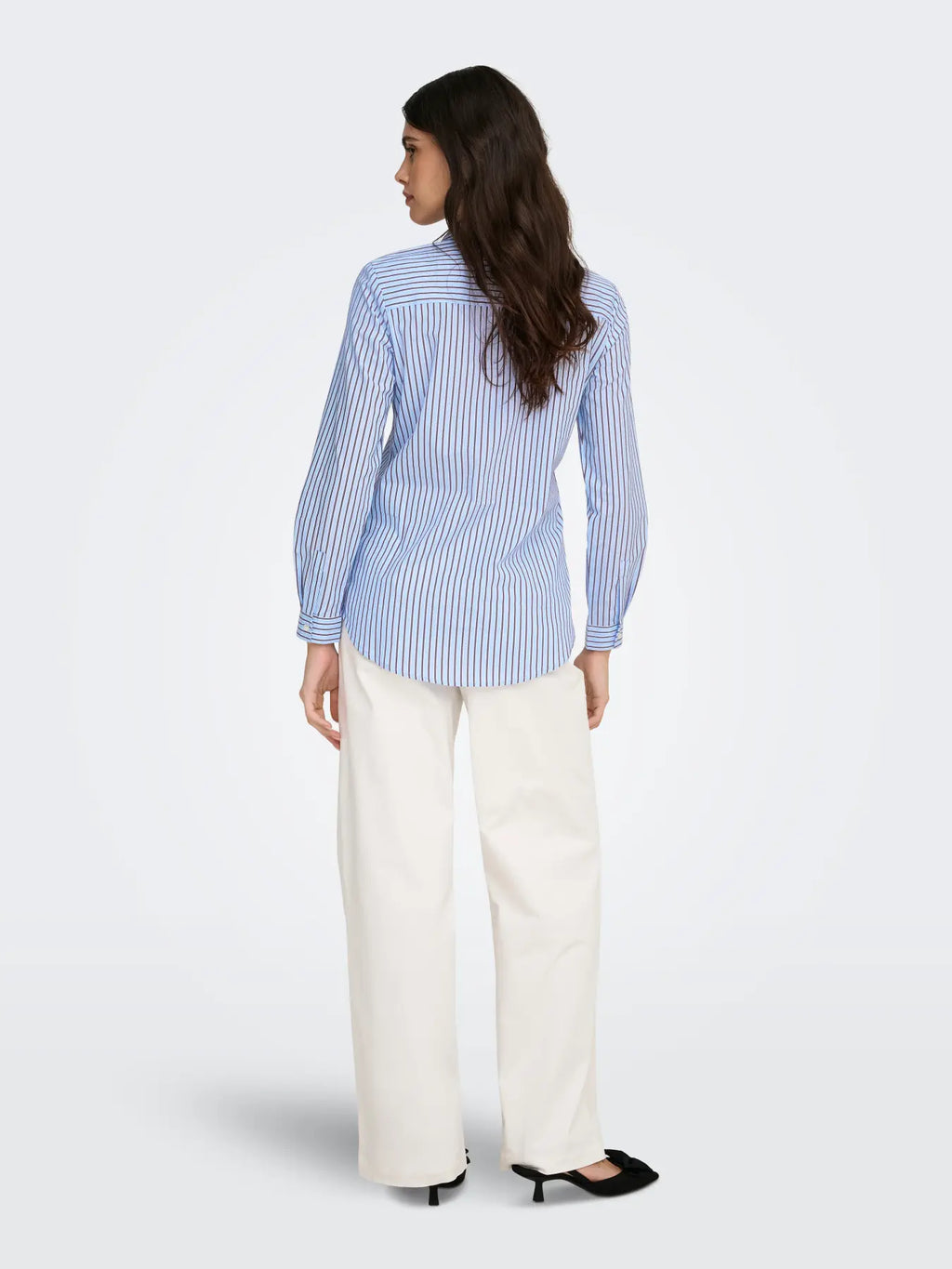 JDY - MIO L/S SHIRT - CASHMERE BLUE CLOUD DANCER AND BROWN