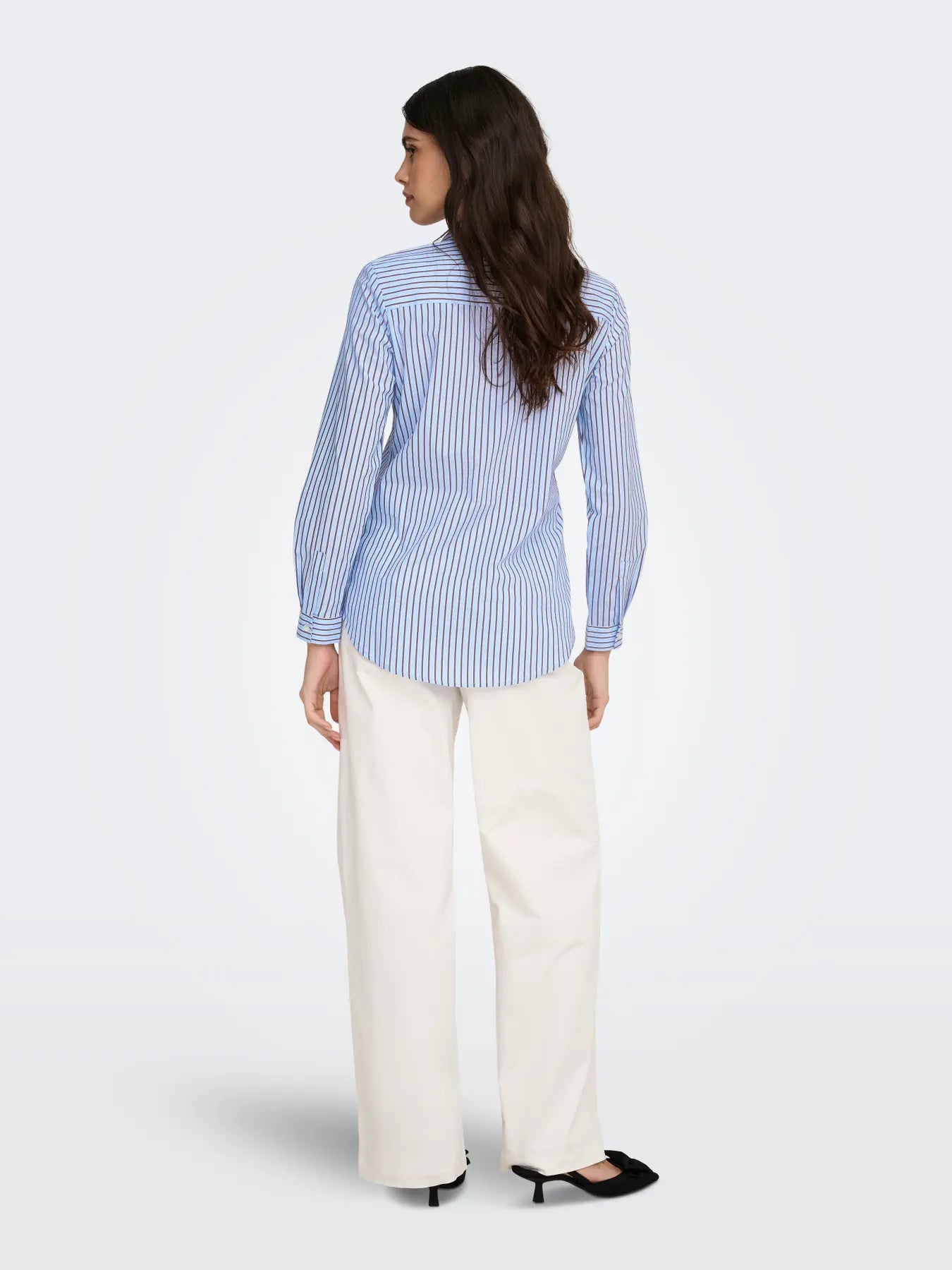 JDY - MIO L/S SHIRT - CASHMERE BLUE CLOUD DANCER AND BROWN