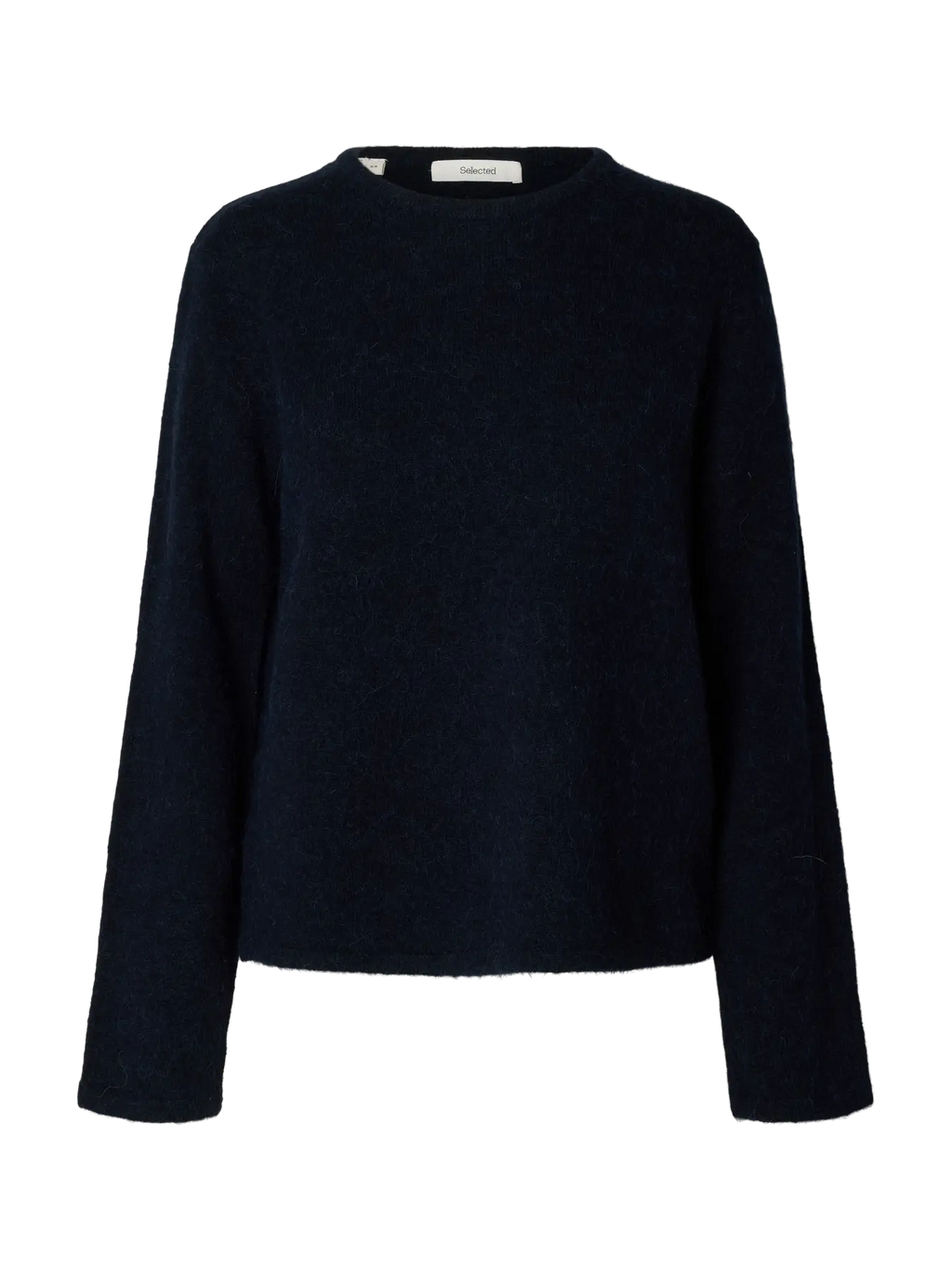 SELECTED FEMME - LULU NEW LS KNIT O-NECK - DARK SAPPHIRE MELANGE