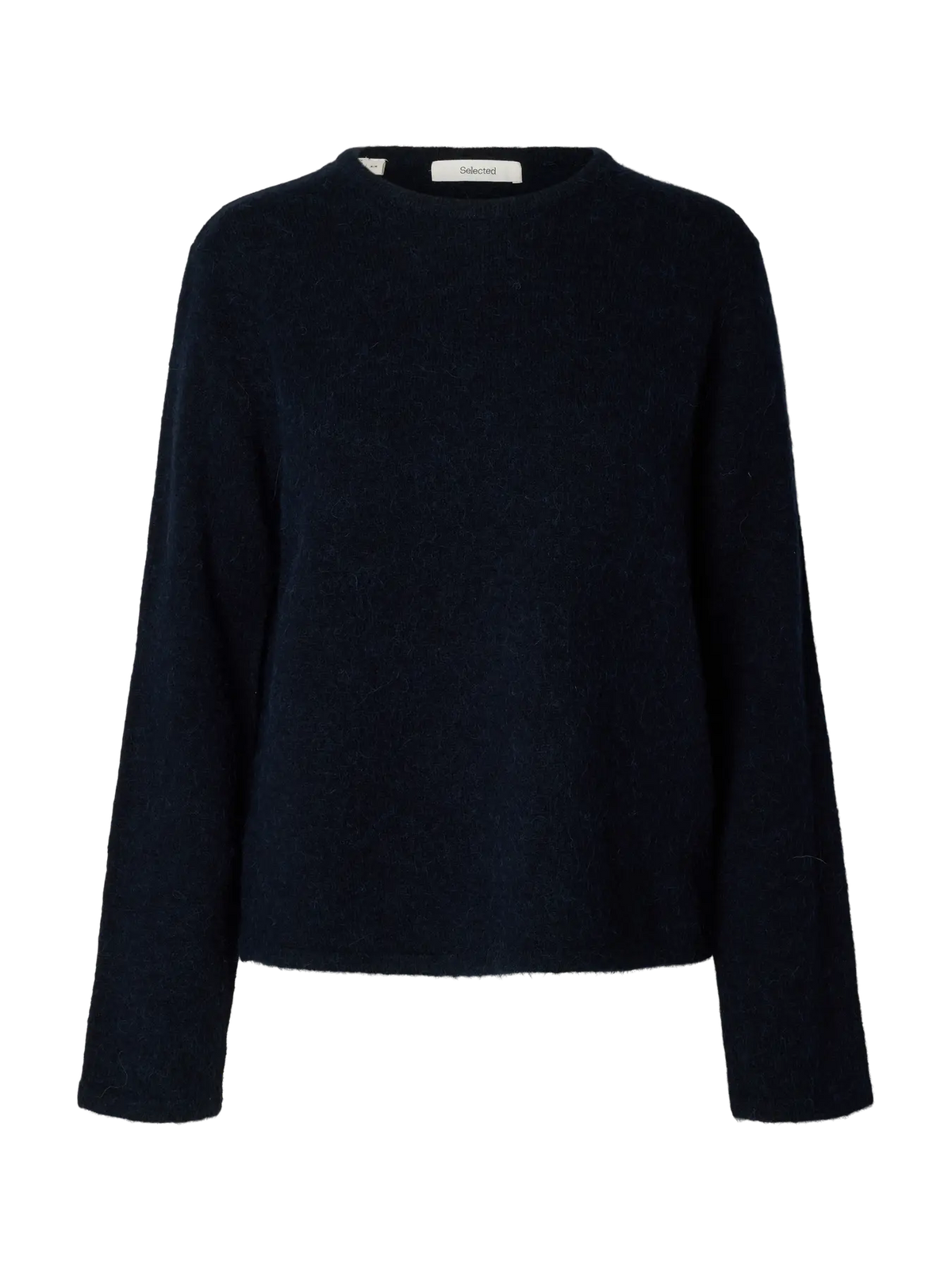 SELECTED FEMME - LULU NEW LS KNIT O-NECK - DARK SAPPHIRE MELANGE