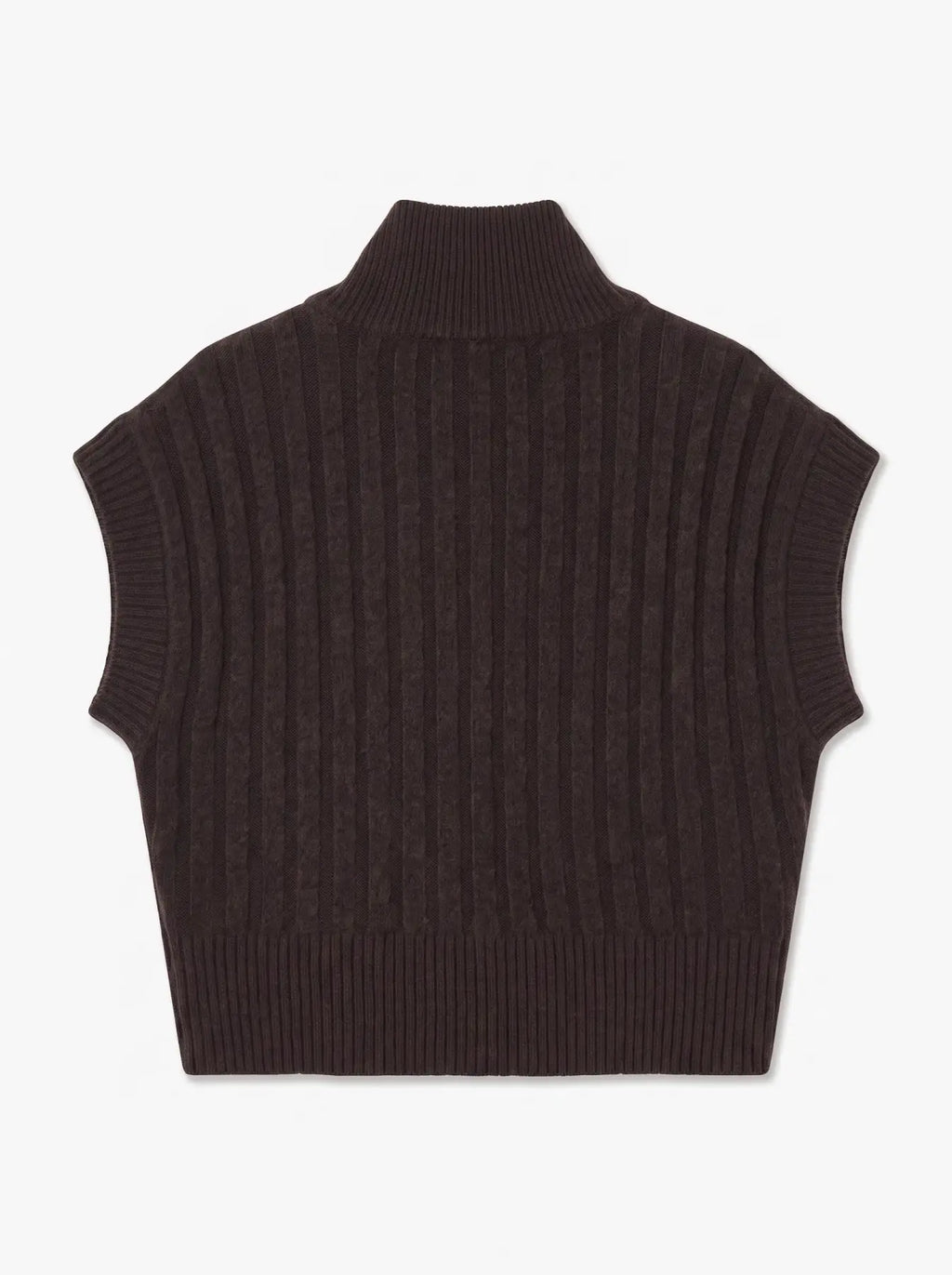 VERO MODA - BANG RIB SL HIGHNECK ZIPPER VEST - CHOCOLATE TORTE/MELANGE