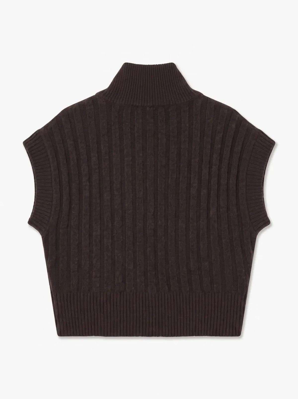 VERO MODA - BANG RIB SL HIGHNECK ZIPPER VEST - CHOCOLATE TORTE/MELANGE