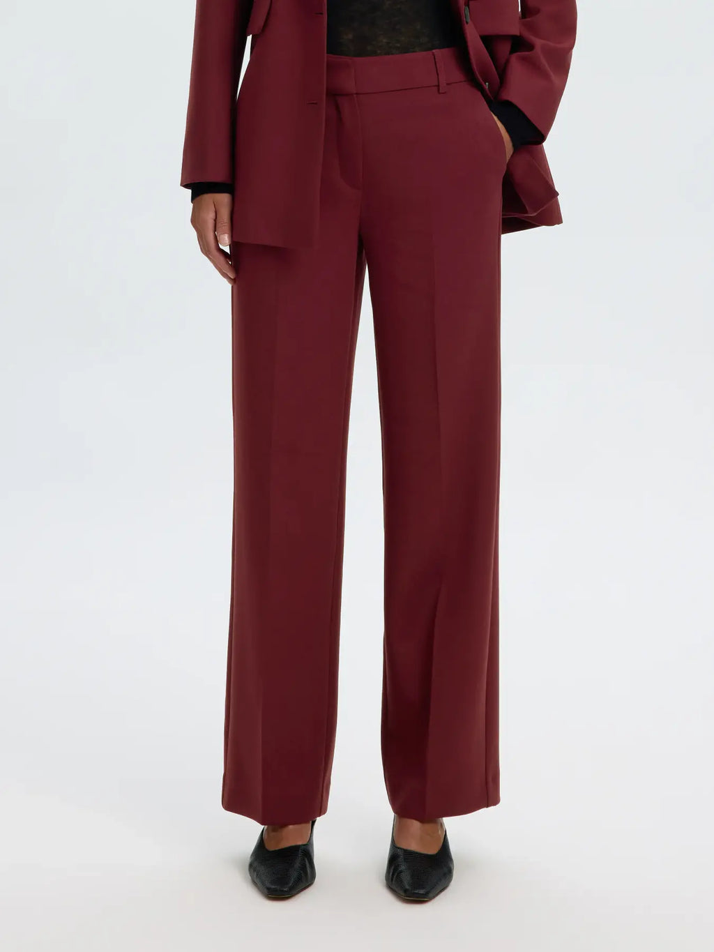 SELECTED FEMME - RITA MV WIDE PANT - TAWNY PORT MELANGE