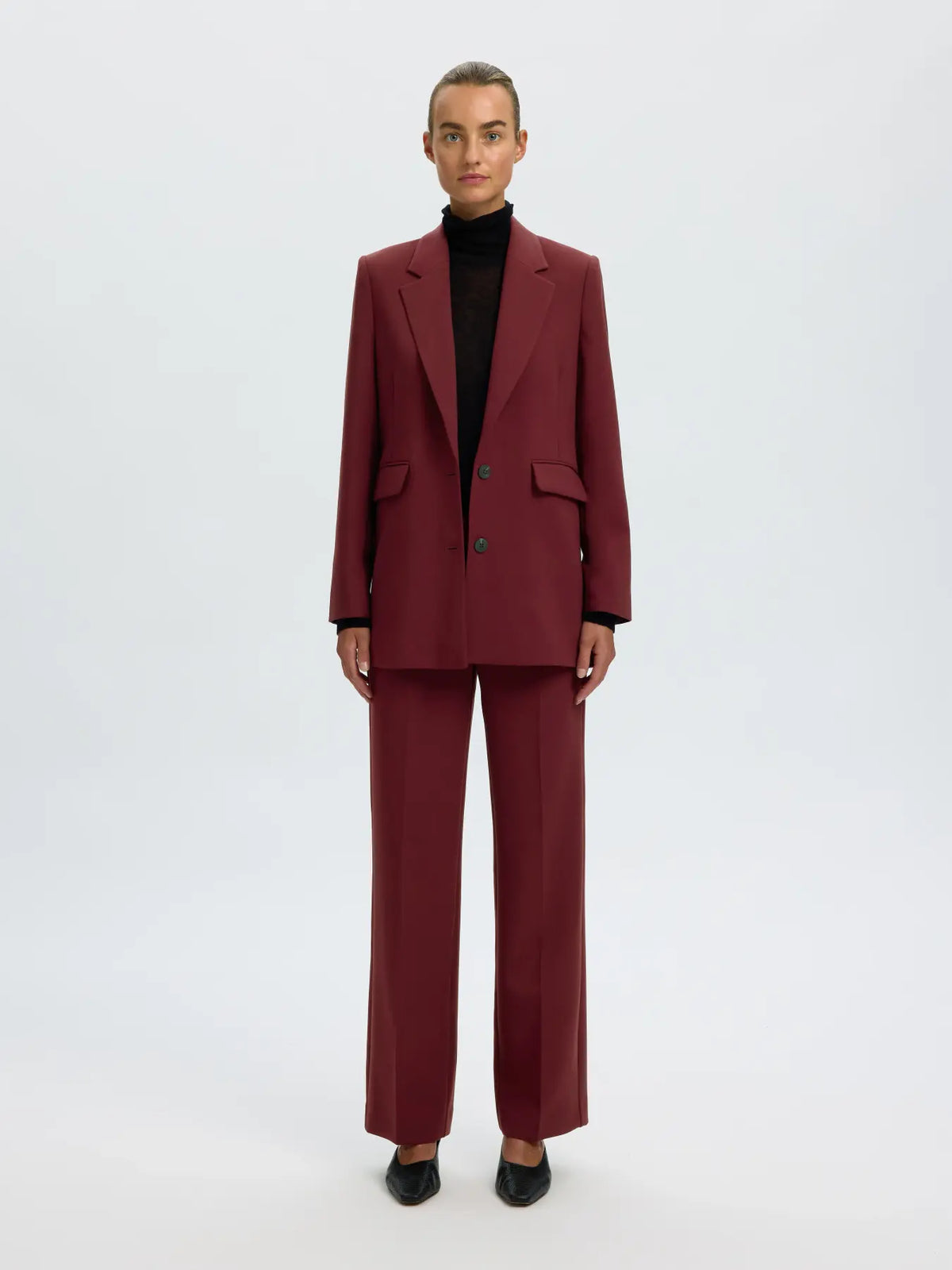 SELECTED FEMME - RITA MV WIDE PANT - TAWNY PORT MELANGE