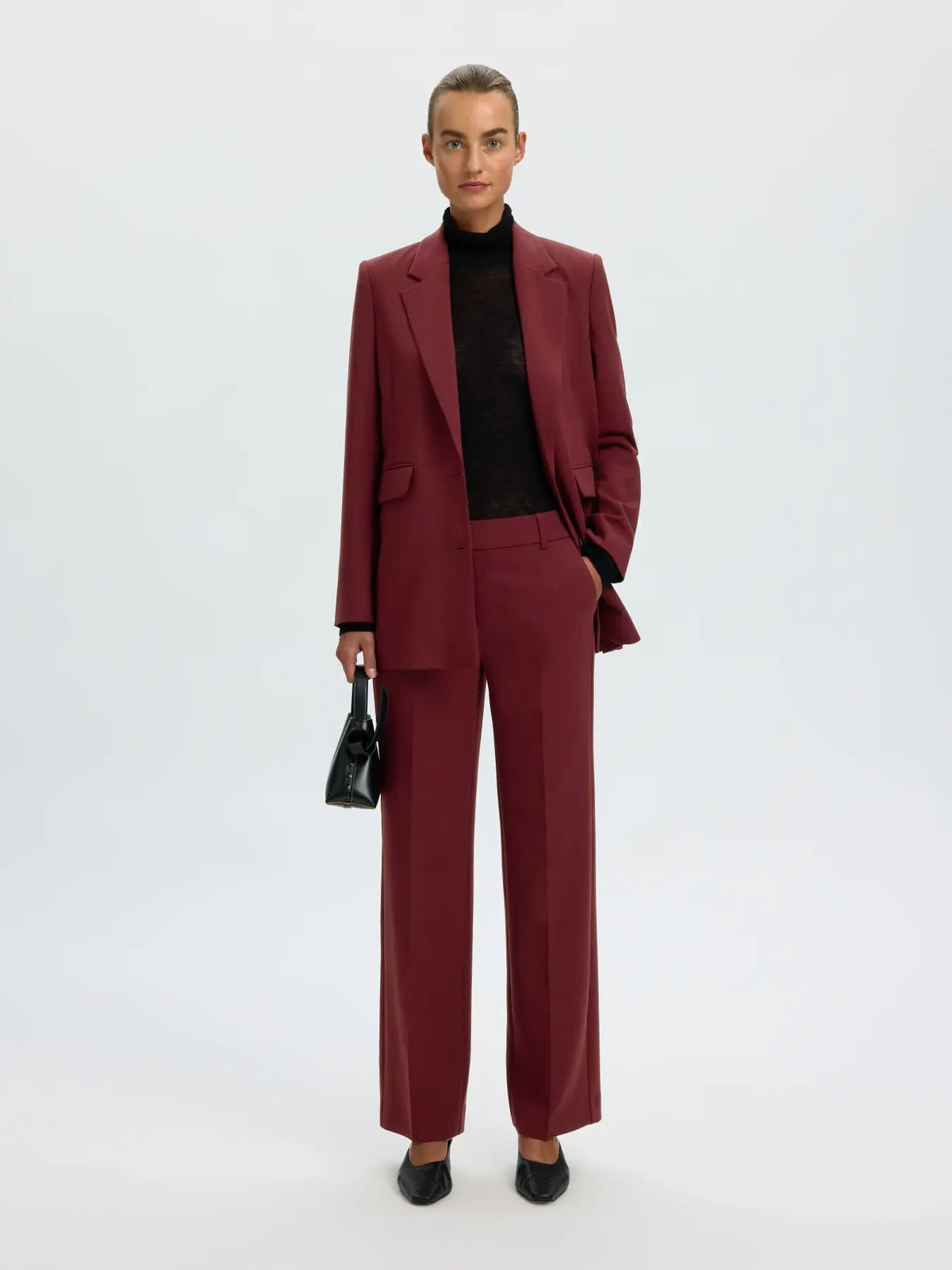 SELECTED FEMME - RITA MV WIDE PANT - TAWNY PORT MELANGE
