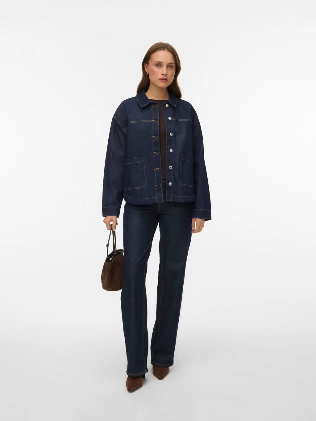 VEROMODA - JAMIE LS DENIM SHACKET - DARK BLUE DENIM RINSE