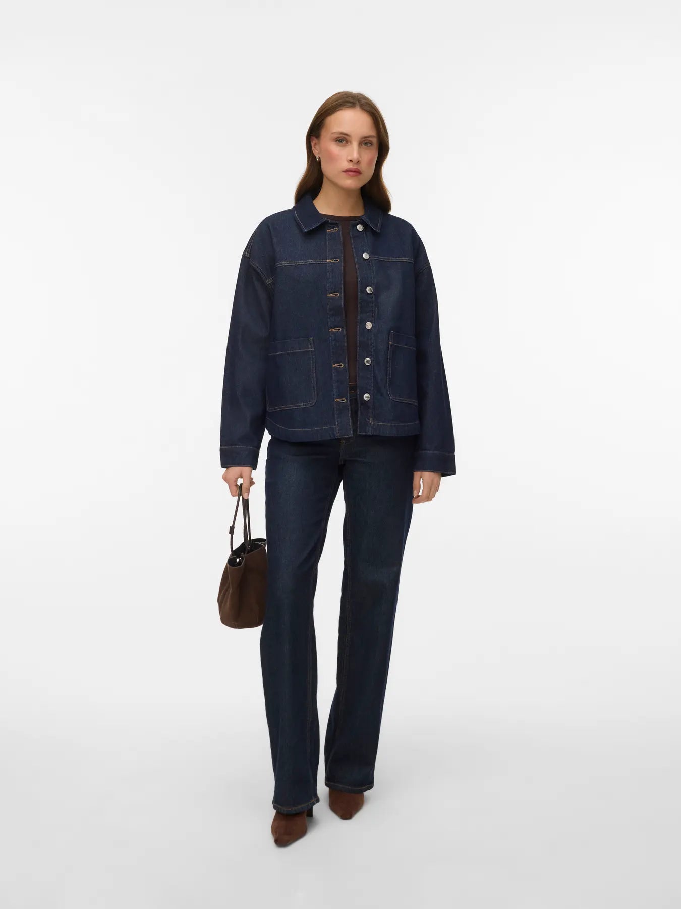 VEROMODA - JAMIE LS DENIM SHACKET - DARK BLUE DENIM RINSE