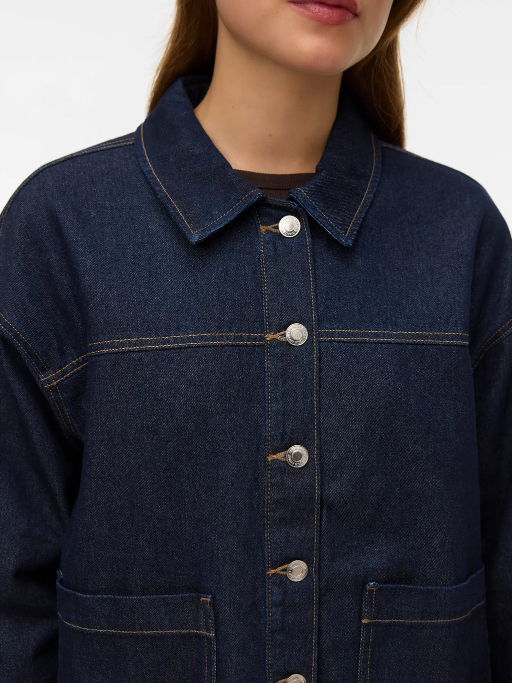 VEROMODA - JAMIE LS DENIM SHACKET - DARK BLUE DENIM RINSE