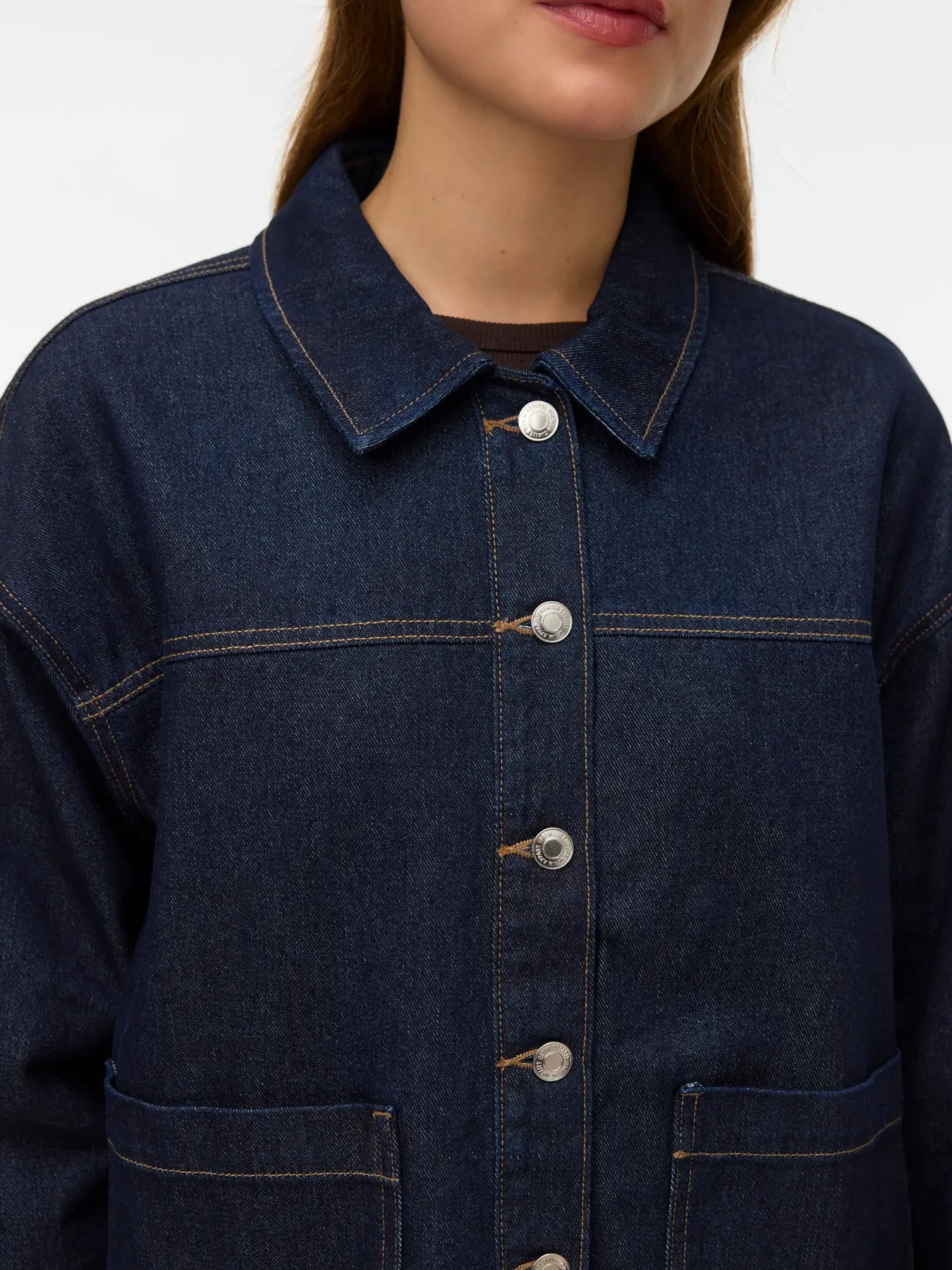 VEROMODA - JAMIE LS DENIM SHACKET - DARK BLUE DENIM RINSE
