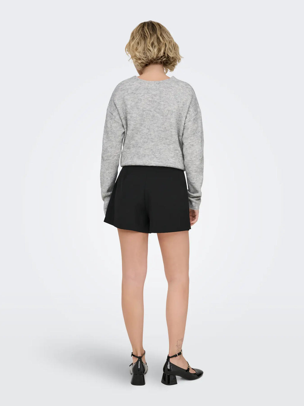 ONLY - CAMILLA V-NECK L/S PULLOVER KNIT - LIGHT GREY MELANGE