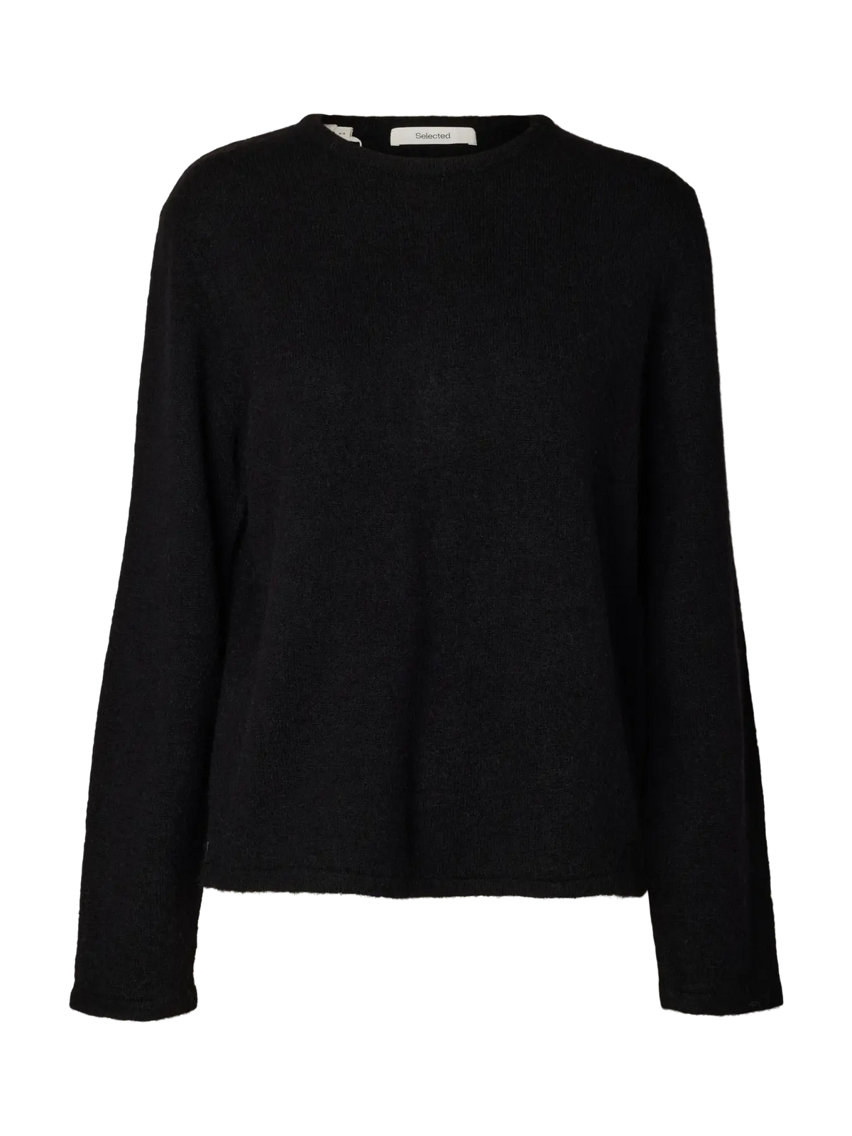 SELECTED FEMME - LULU NEW LS KNIT O-NECK - BLACK