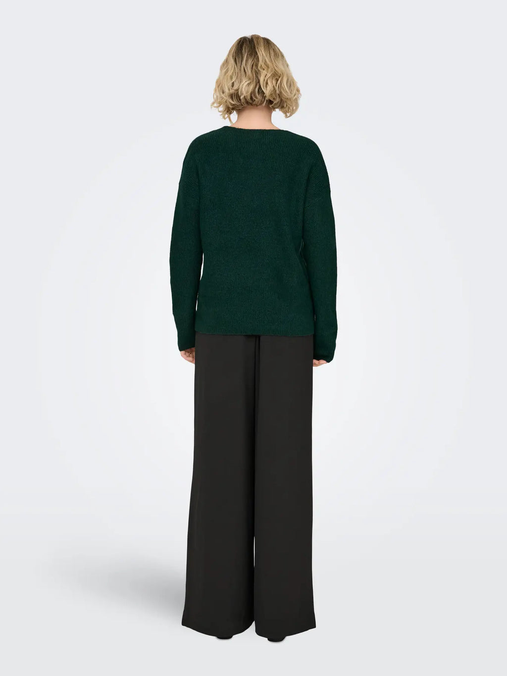 ONLY - CAMILLA V-NECK L/S PULLOVER KNIT - SCARAB MELANGE
