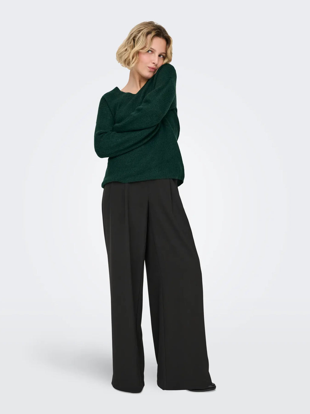 ONLY - CAMILLA V-NECK L/S PULLOVER KNIT - SCARAB MELANGE