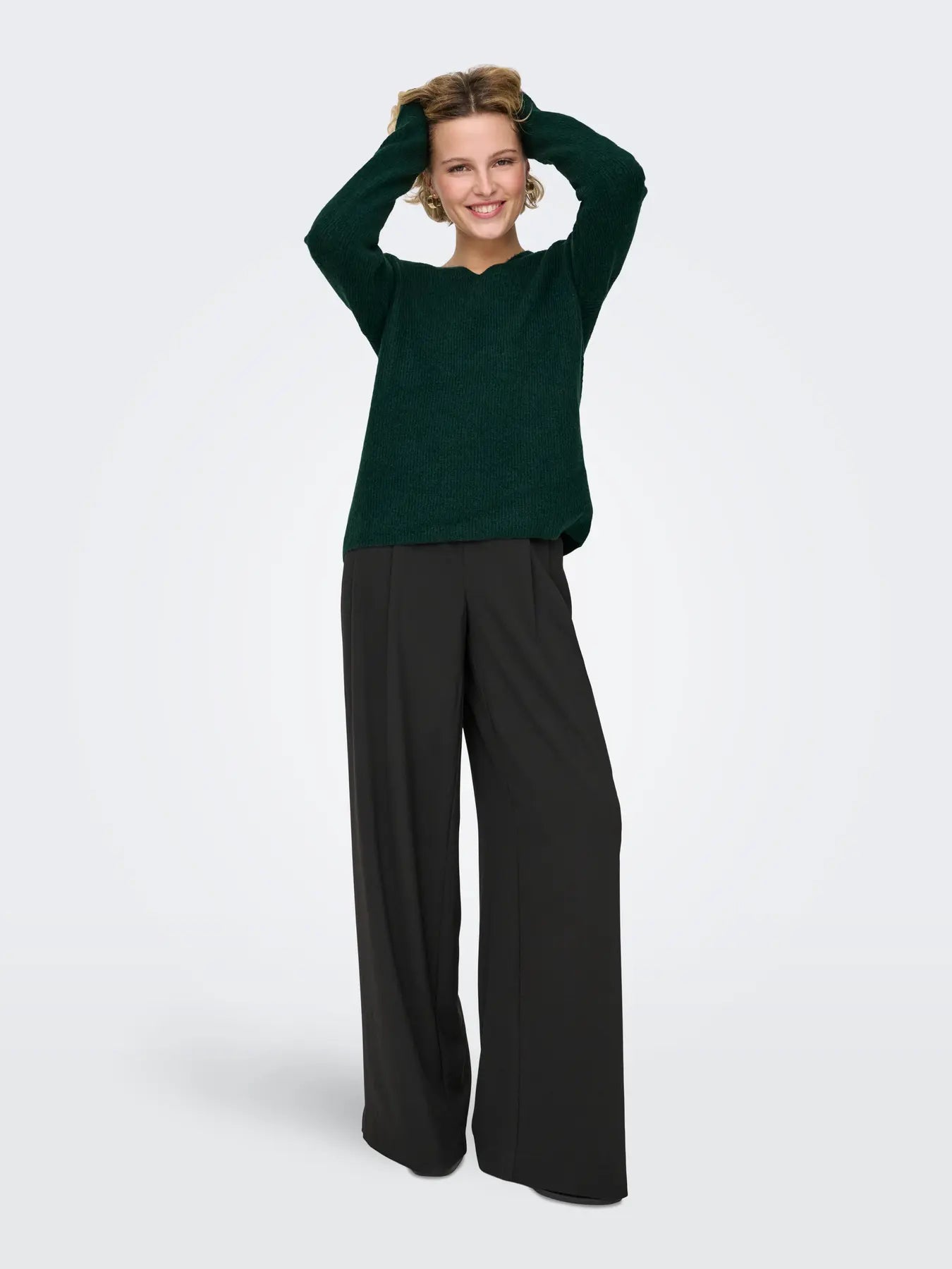 ONLY - CAMILLA V-NECK L/S PULLOVER KNIT - SCARAB MELANGE