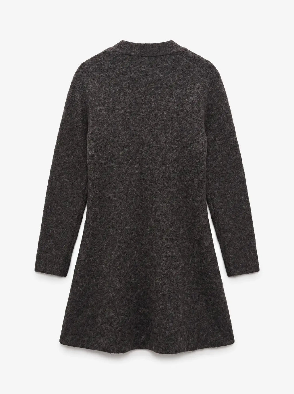 VERO MODA - DOFFY JAQUARD LS V-NECK BUTTON DRESS - CHOCOLATE TORTE/MELANGE