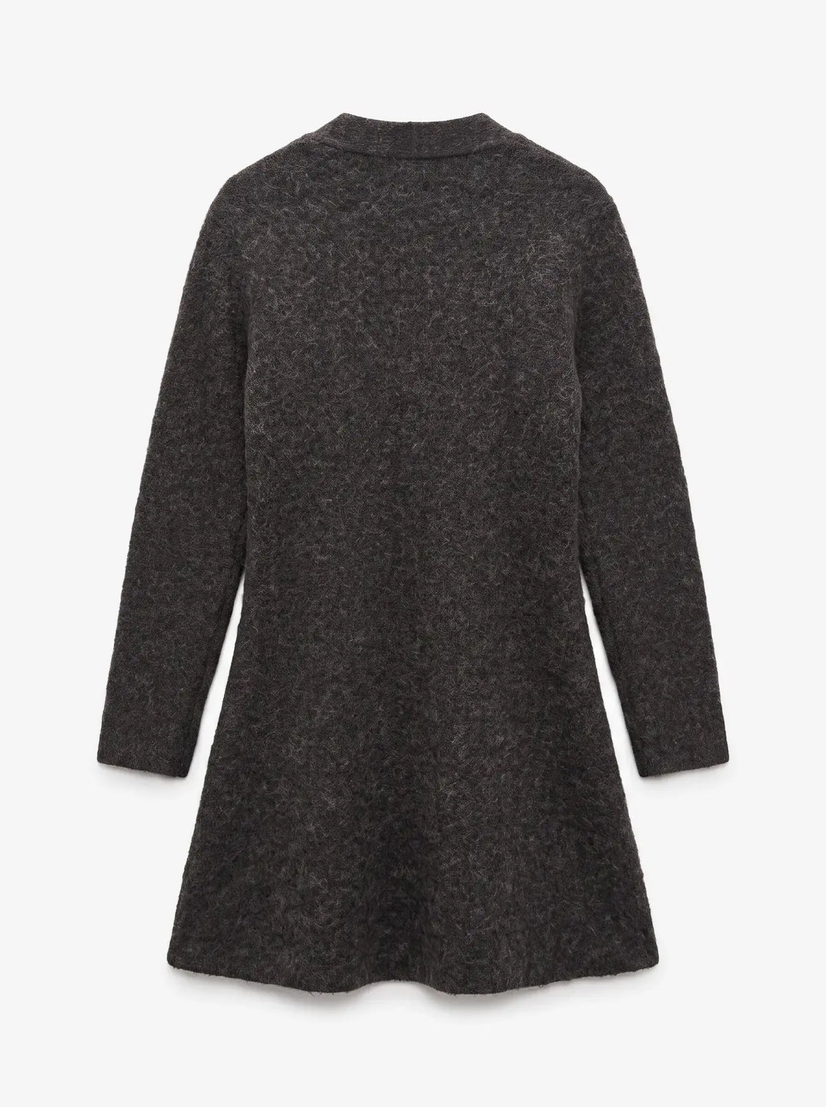 VERO MODA - DOFFY JAQUARD LS V-NECK BUTTON DRESS - CHOCOLATE TORTE/MELANGE