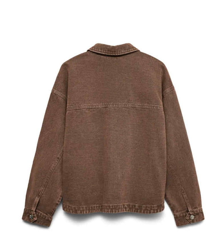 VEROMODA - JAMIE LS DENIM SHACKET - CHOCOLATE TORTE/WASHED