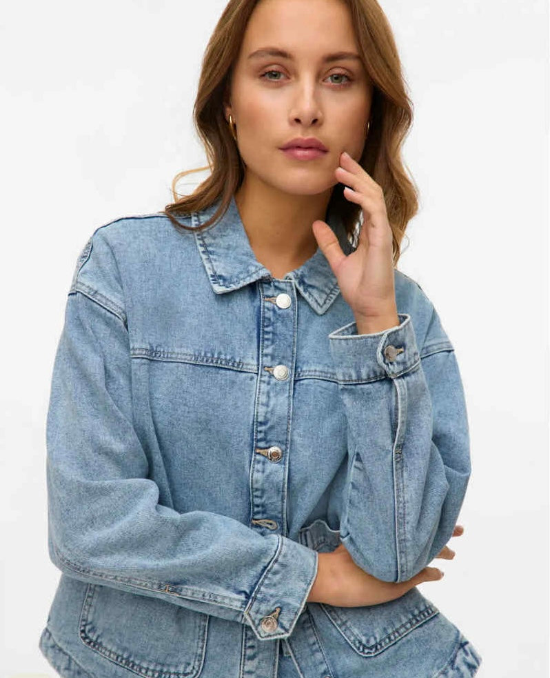 VEROMODA - JAMIE LS DENIM SHACKET - LIGHT BLUE DENIM