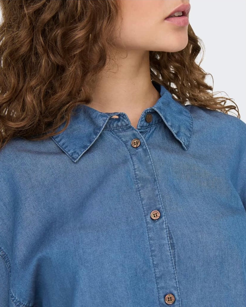 ONLY - CHARIS LIFE LS SHIRT - MEDIUM BLUE DENIM