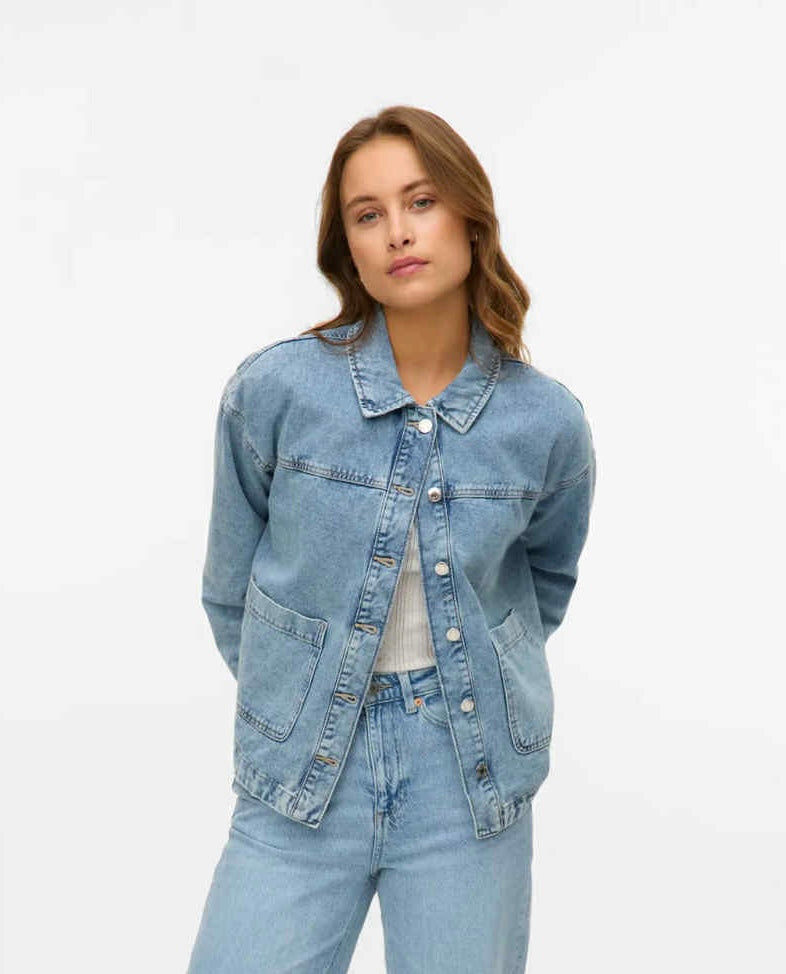 VEROMODA - JAMIE LS DENIM SHACKET - LIGHT BLUE DENIM