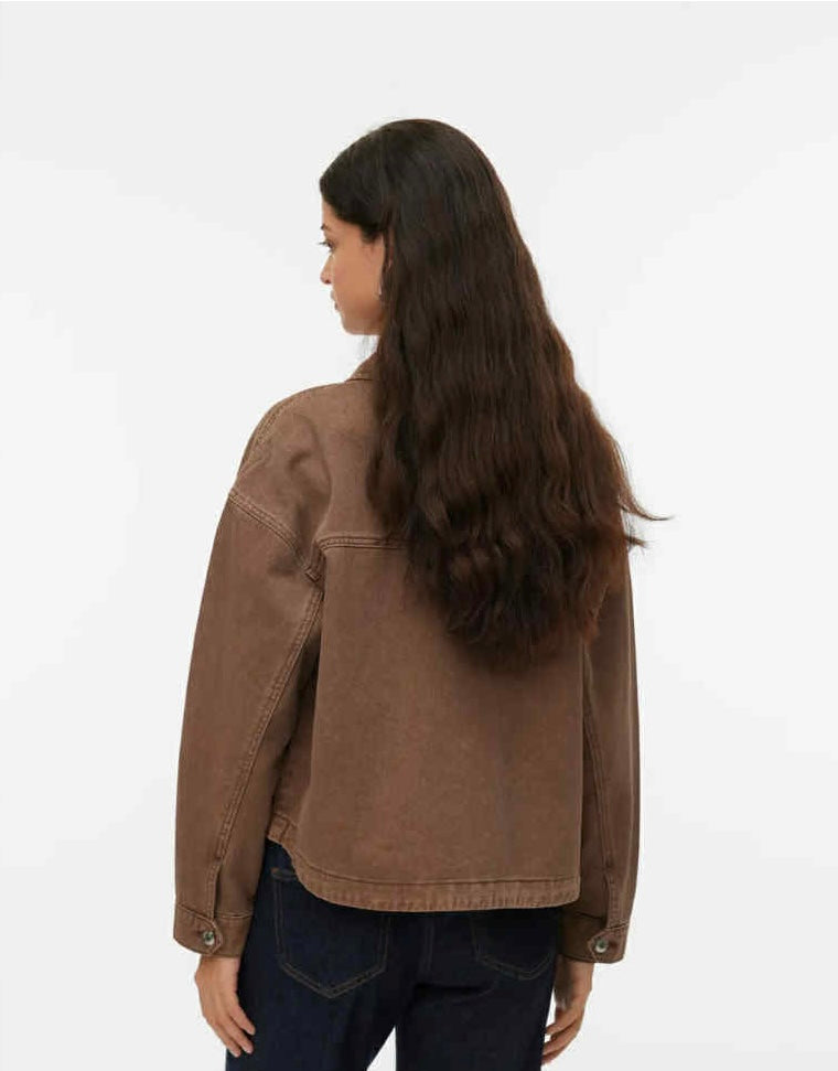 VEROMODA - JAMIE LS DENIM SHACKET - CHOCOLATE TORTE/WASHED