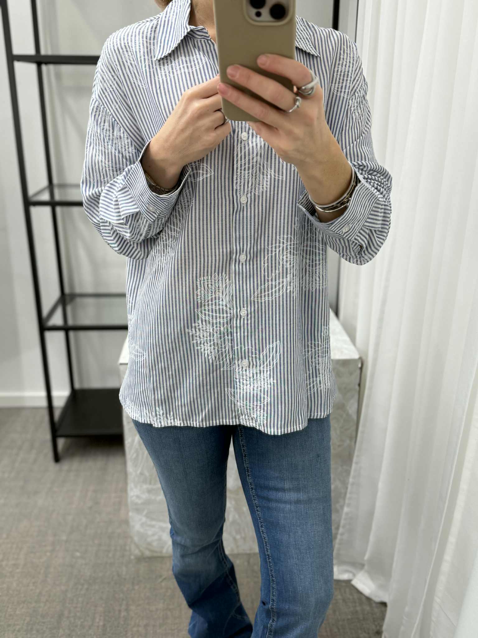 ONLY - MIKELA LS REG STRIPED SHIRT - SKIPPER B LUE/BRIGHT WHITE