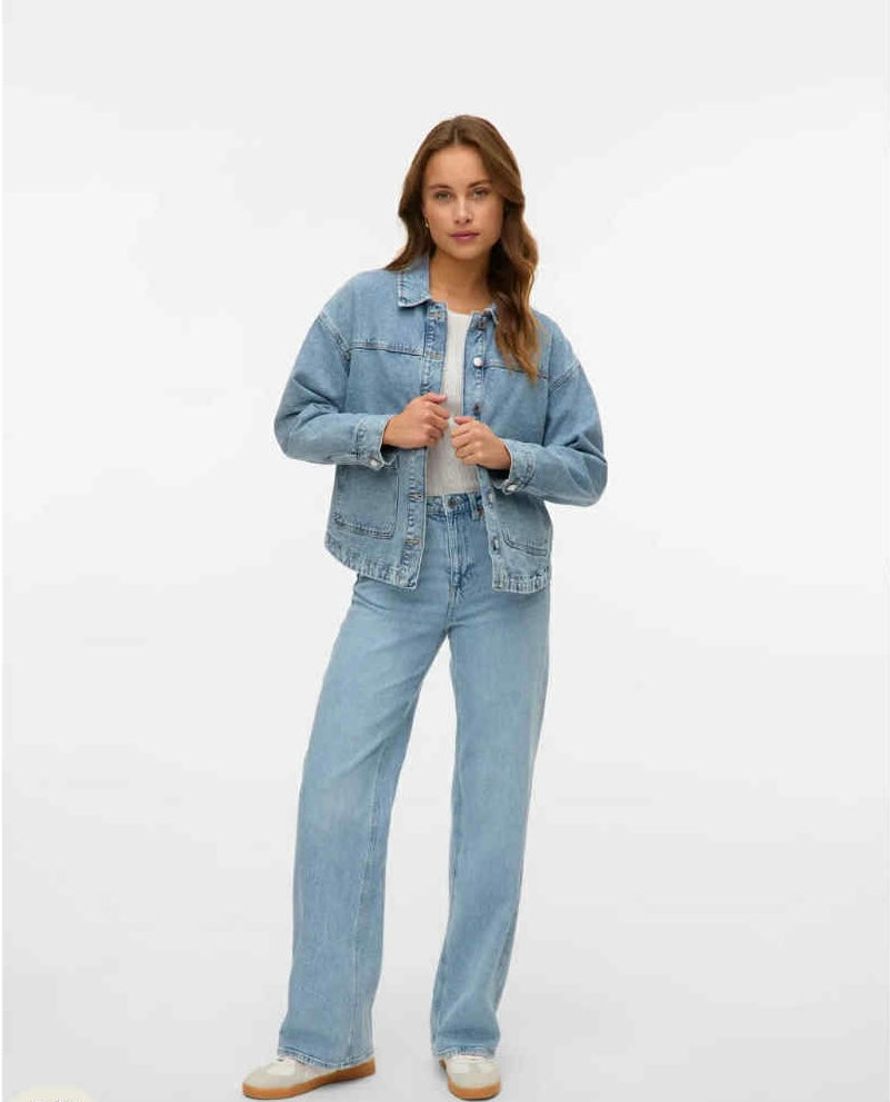 VEROMODA - JAMIE LS DENIM SHACKET - LIGHT BLUE DENIM