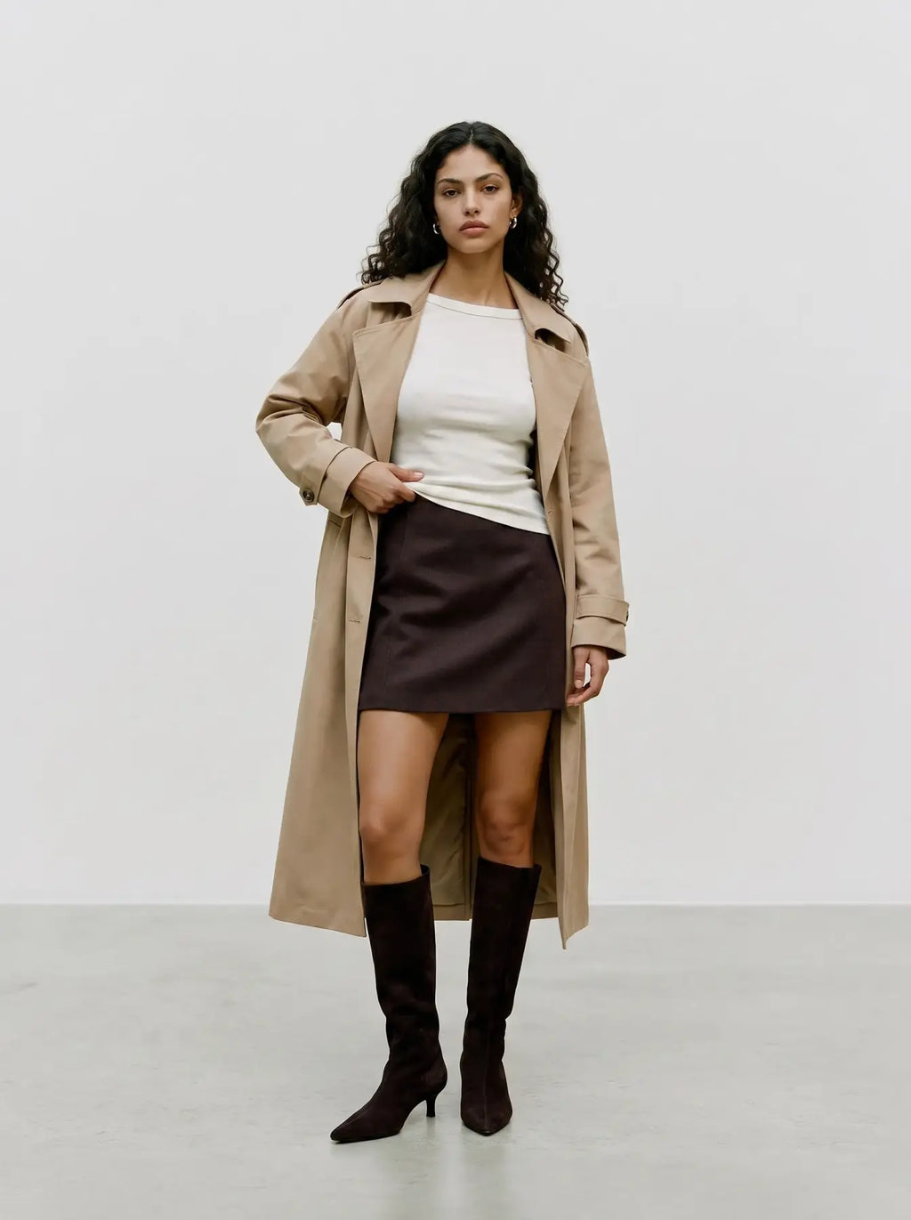 VEROMODA - FORTUNEALLISON HW SHORT SKIRT - CHOCOLATE TORTE/MELANGE