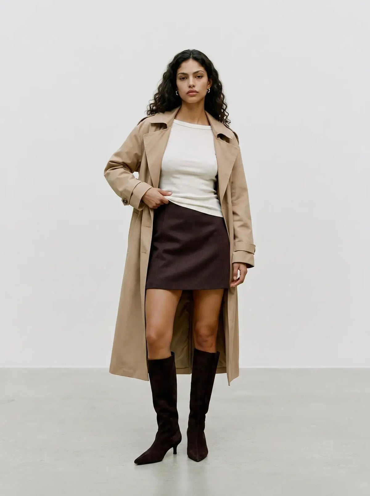 VEROMODA - FORTUNEALLISON HW SHORT SKIRT - CHOCOLATE TORTE/MELANGE