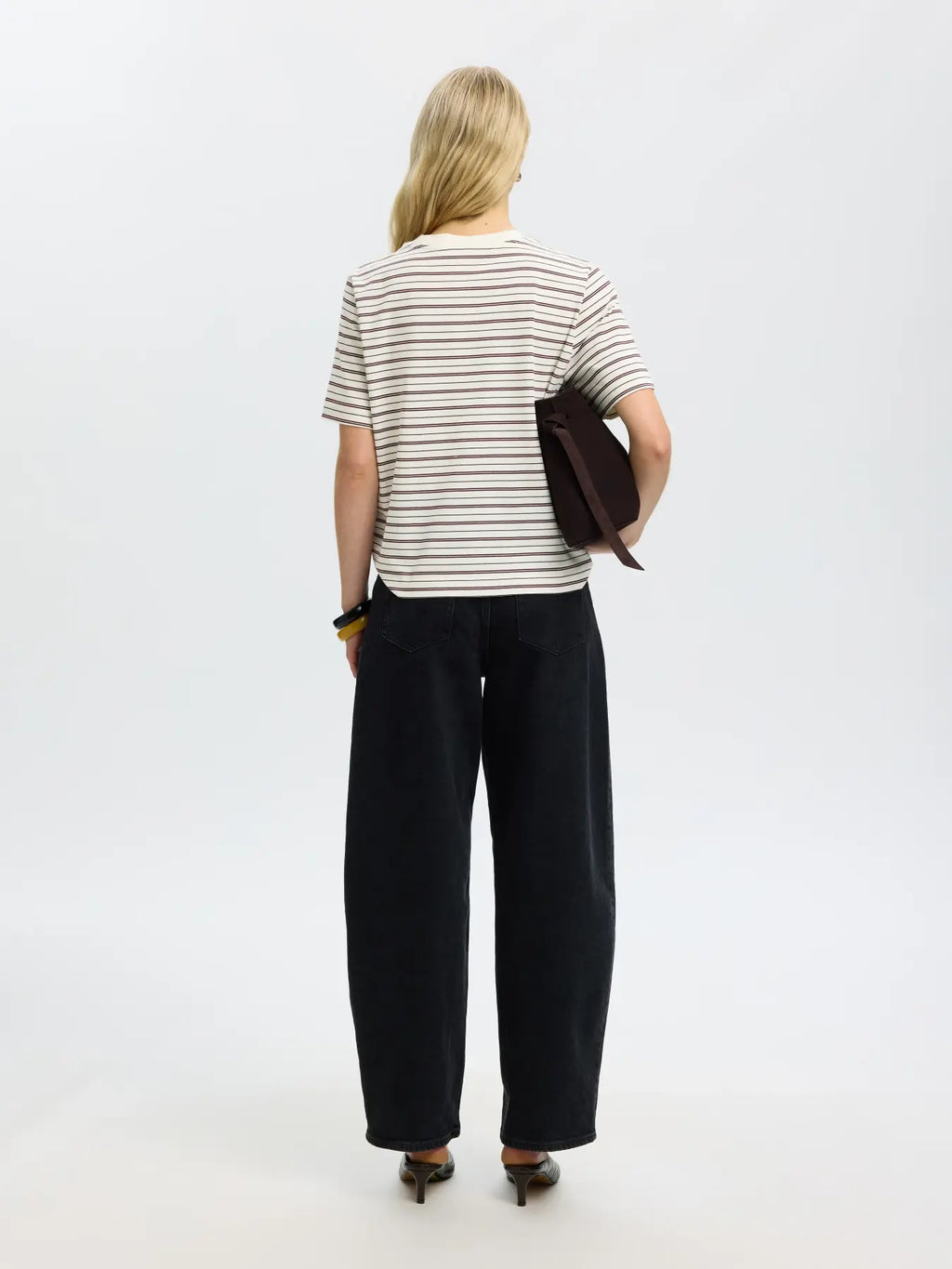 SELECTED FEMME - ESSENTIAL SS BOXY TEE - TAWNY PORT MULTI STRIPES