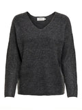 ONLY - CAMILLA V-NECK L/S PULLOVER KNIT - DARK GREY MELANGE