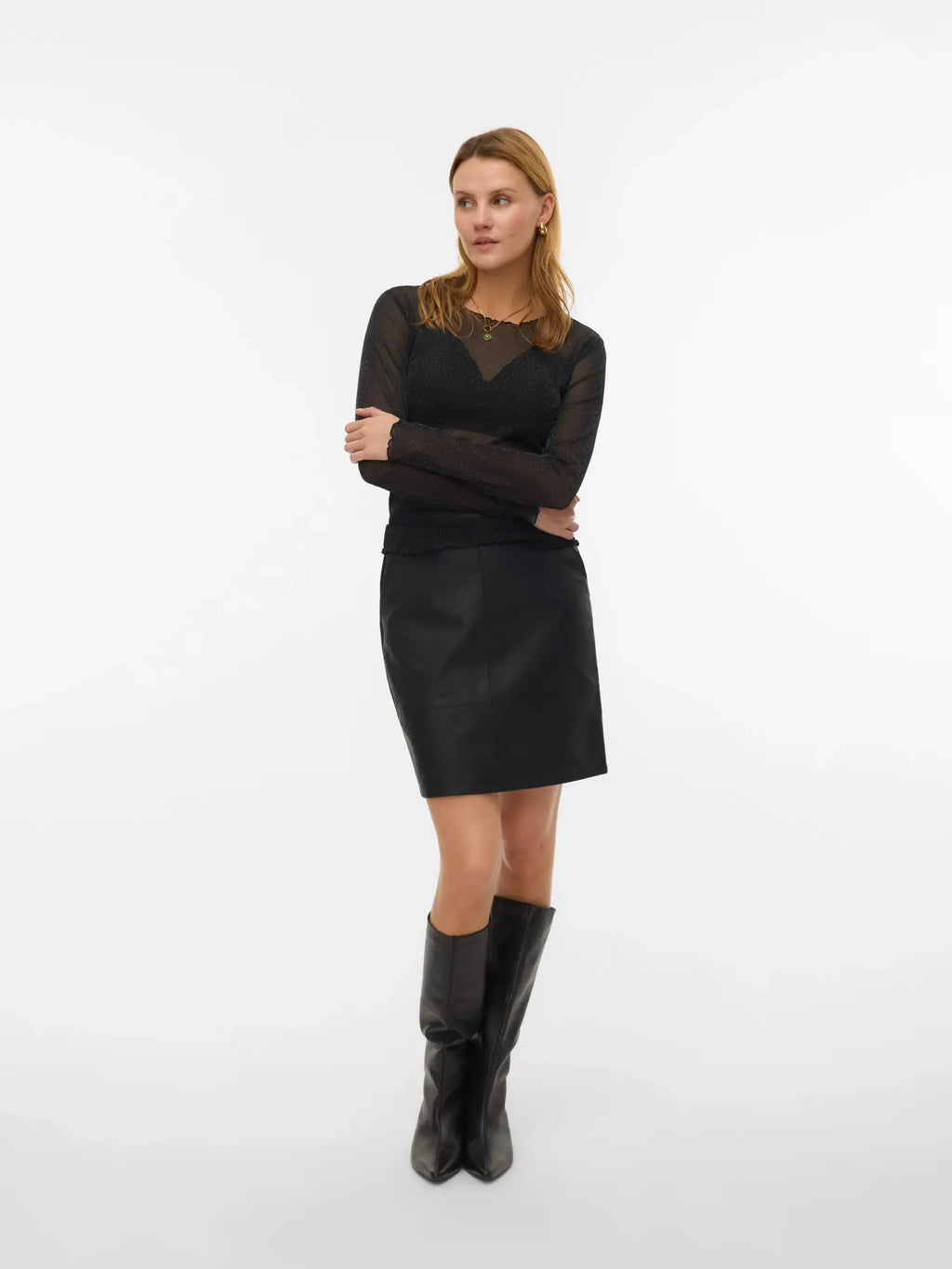 VERO MODA - IDA SHORT COATED SKIRT - BLACK