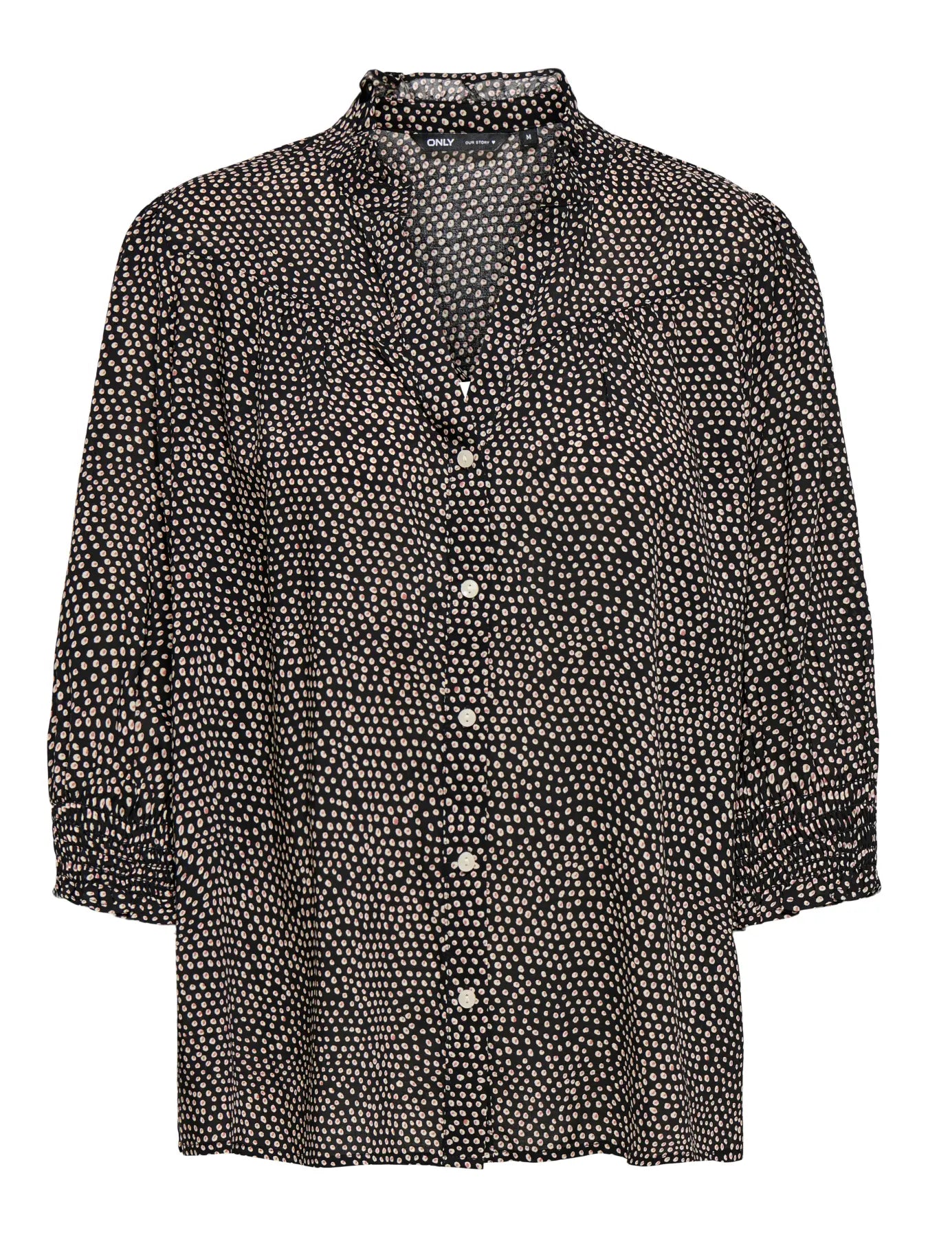 ONLY - RAYA 3/4 SHIRT - BLACK WHITE ROSA DOT