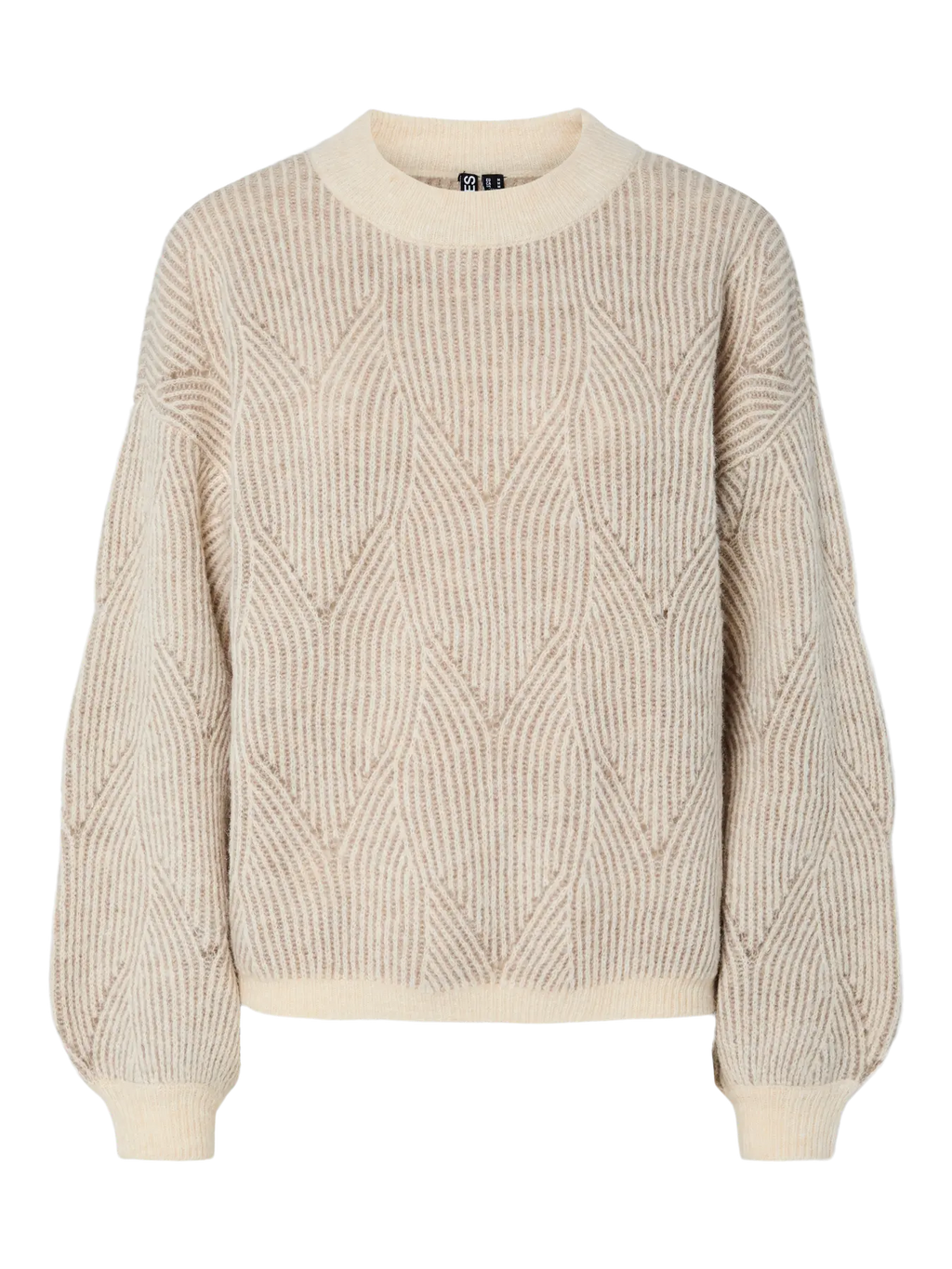 PIECES - JENNA LS O-NECK KNIT - WHITECAP GRAY/GREIGE