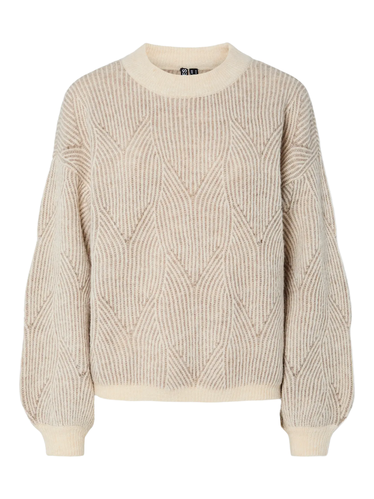 PIECES - JENNA LS O-NECK KNIT - WHITECAP GRAY/GREIGE