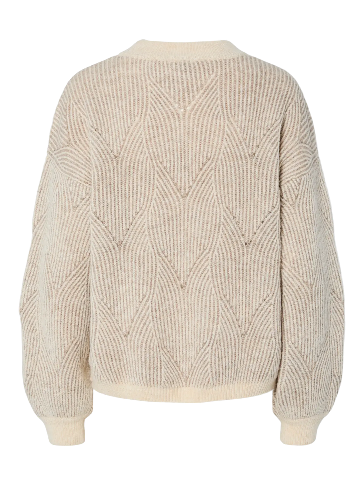 PIECES - JENNA LS O-NECK KNIT - WHITECAP GRAY/GREIGE