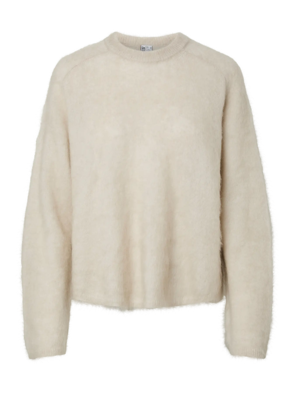 PIECES - MANIKA LS O-NECK KNIT - SILVER LINING/MELANGE