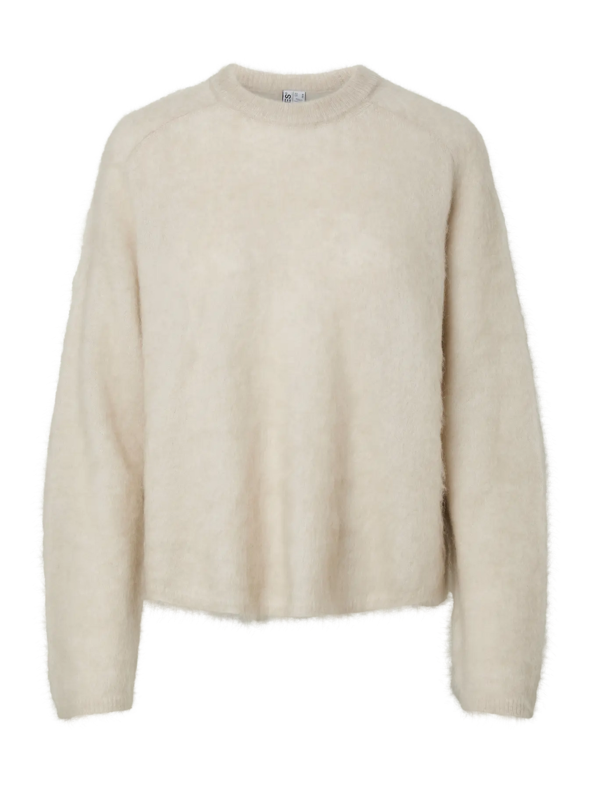PIECES - MANIKA LS O-NECK KNIT - SILVER LINING/MELANGE