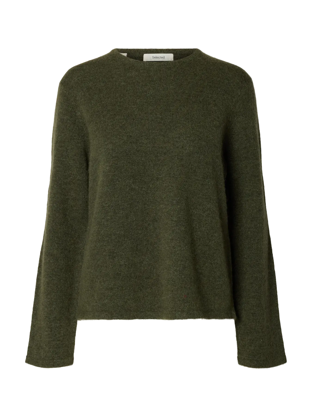 SELECTED FEMME - LULU NEW LS KNIT O-NECK - KALAMATA MELANGE