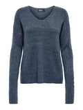 ONLY - CAMILLA V-NECK L/S PULLOVER KNIT - VINTAGE INDIGO MELANGE